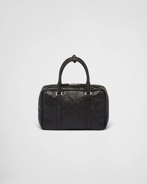 PP Medium antique nappa leather top handle bag – Black