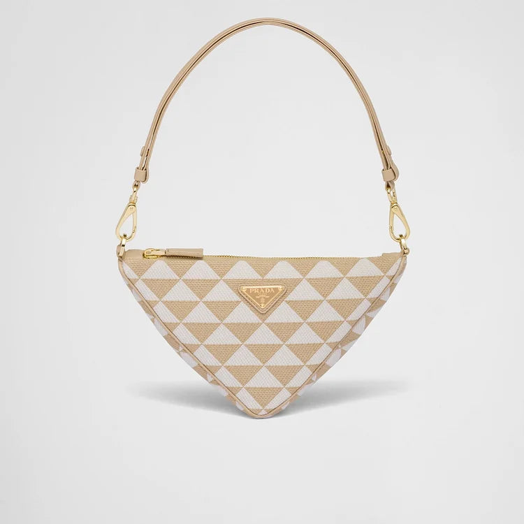 Embroidered fabric mini-bag – Beige/Chalk White