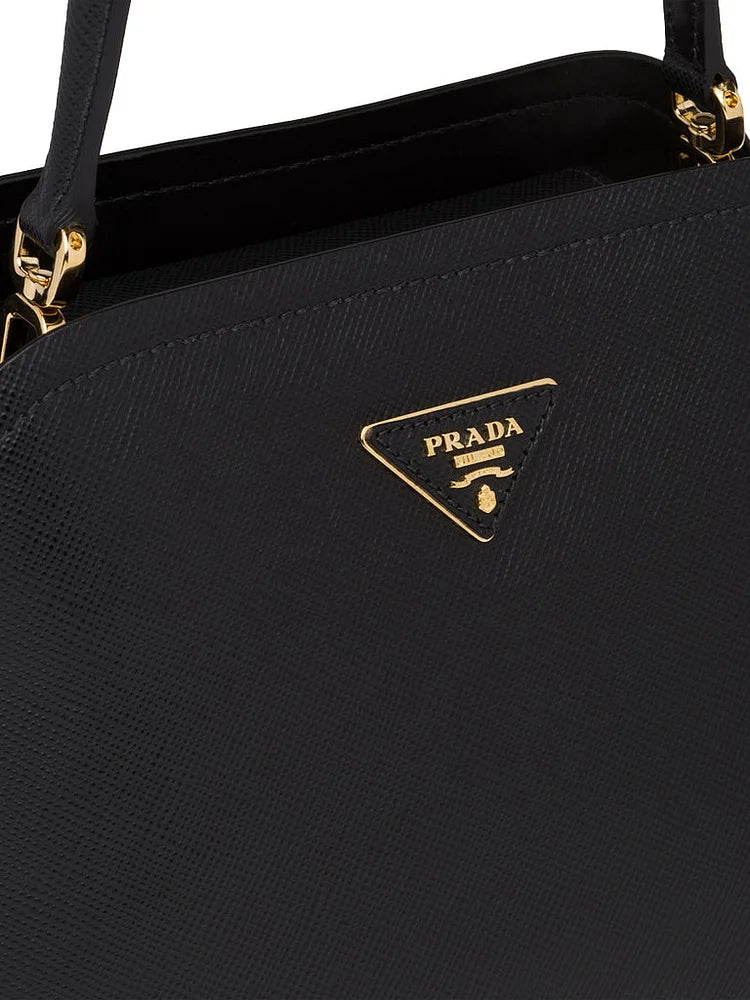 PP Medium Saffiano Leather PP Matin��e Bag in Black