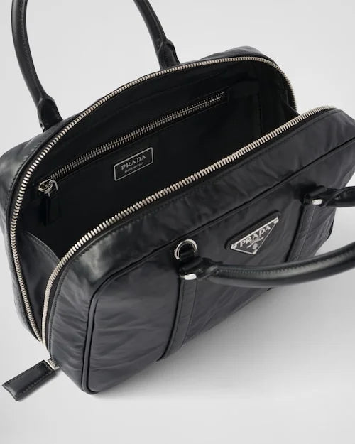 PP Medium antique nappa leather top handle bag – Black