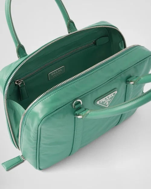 PP Medium antique nappa leather top handle bag – Sage Green