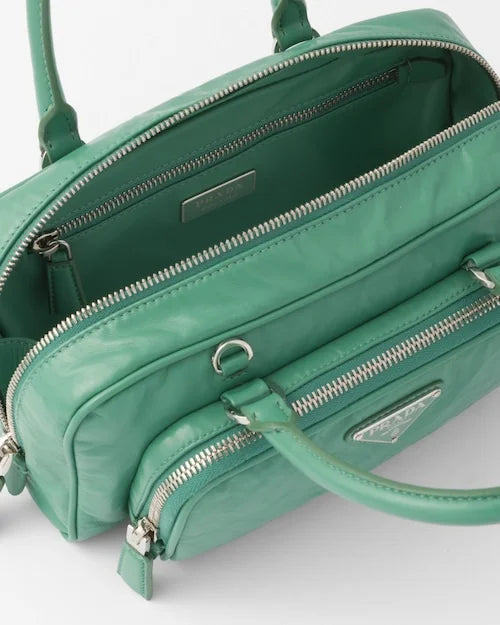PP Antique nappa leather multi-pocket top-handle bag – Sage Green