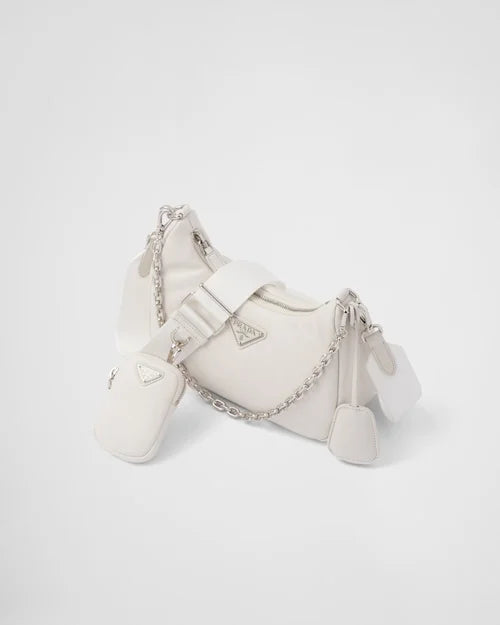 Padded nappa-leather PP Re-Edition shoulder bag – White