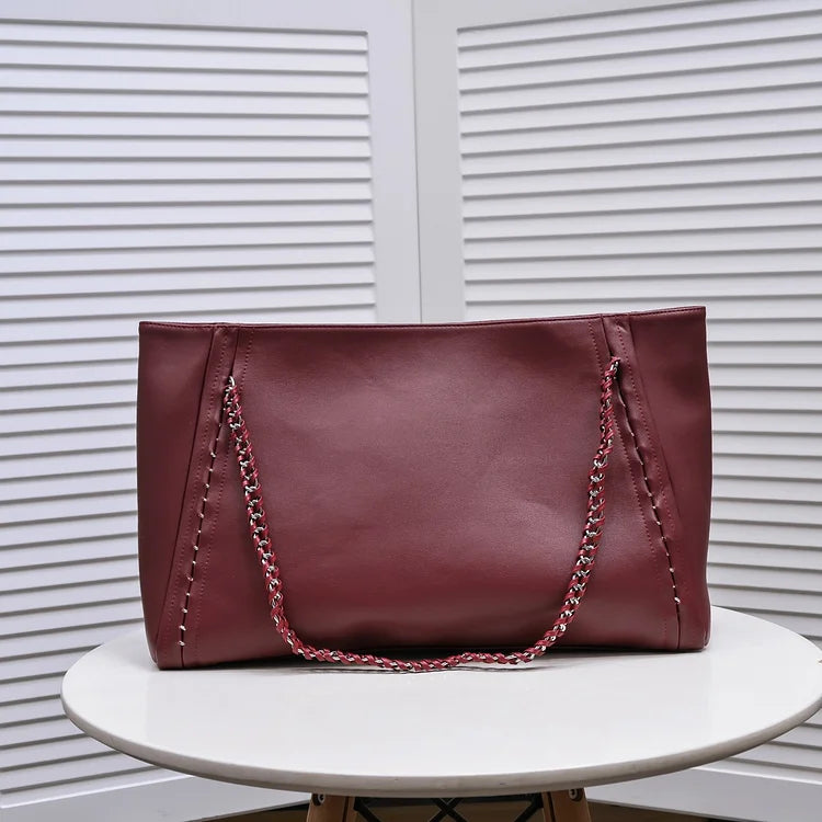 CC Soft Calfskin Shopping Bag Top Handle red/white