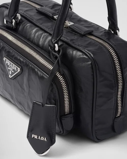 PP Antique nappa leather multi-pocket top-handle bag – Black