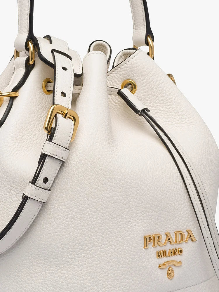 PP Leather Bucket Bag in White