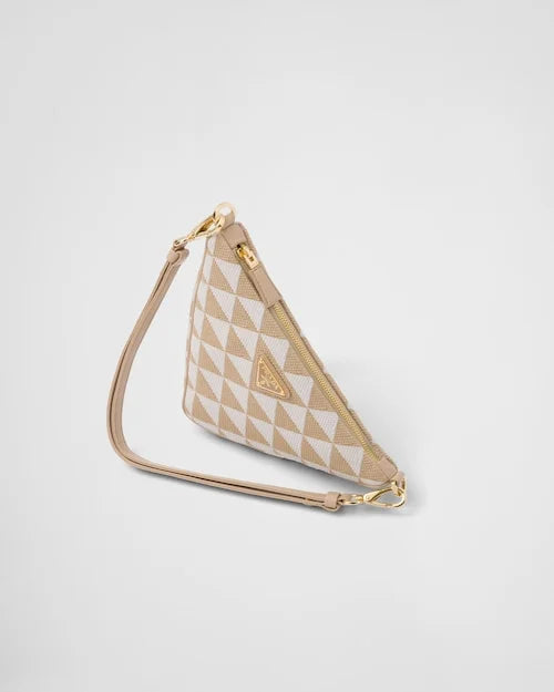 Embroidered fabric mini-bag – Beige/Chalk White