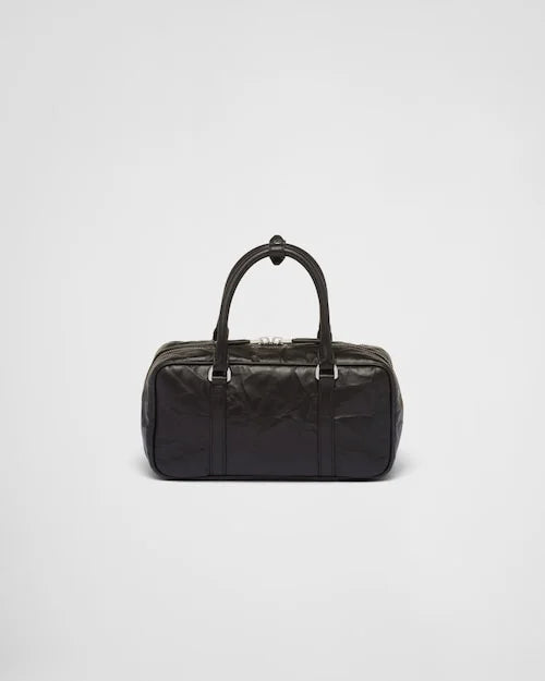 PP Small antique nappa leather top handle bag – Black