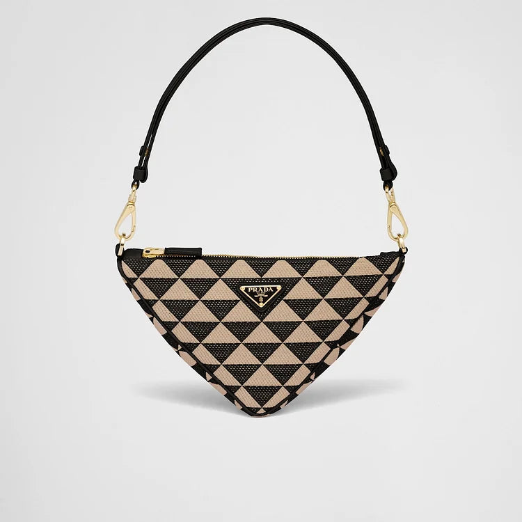PP Embroidered fabric mini-bag – Black/Beige