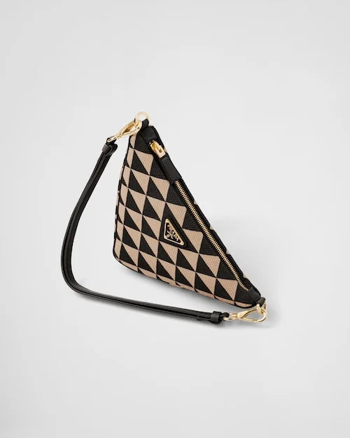 PP Embroidered fabric mini-bag – Black/Beige