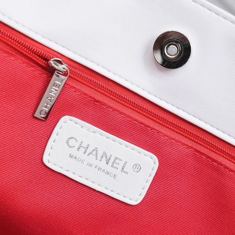 CC Soft Calfskin Shopping Bag Top Handle red/white