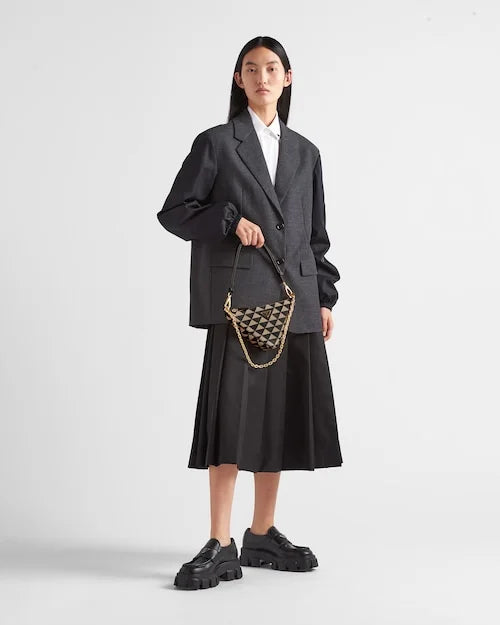 PP Embroidered fabric mini-bag – Black/Beige