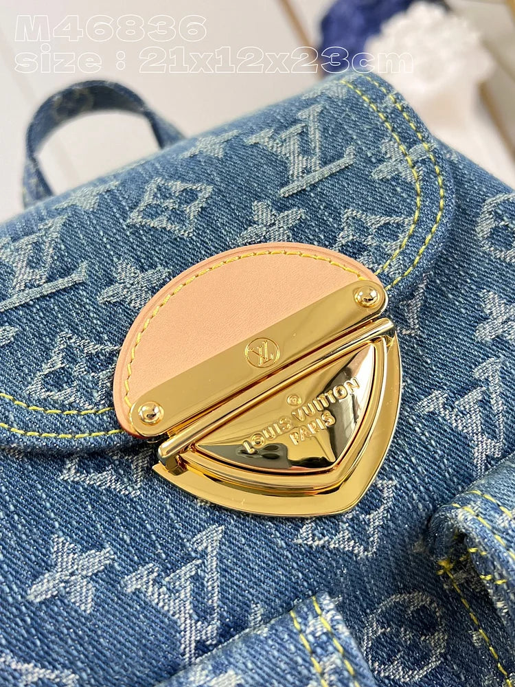 Louis Monogram Denim backpack bag size : 21-12-23 cm