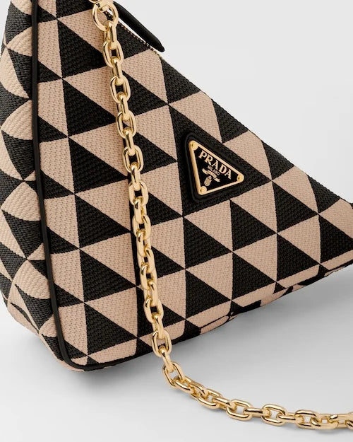 PP Embroidered fabric mini-bag – Black/Beige
