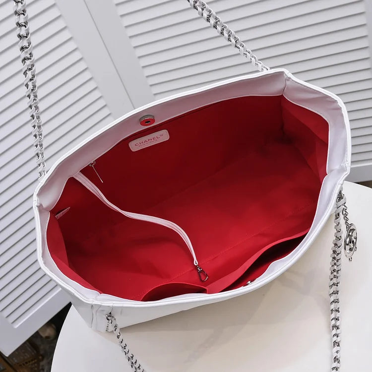 CC Soft Calfskin Shopping Bag Top Handle red/white