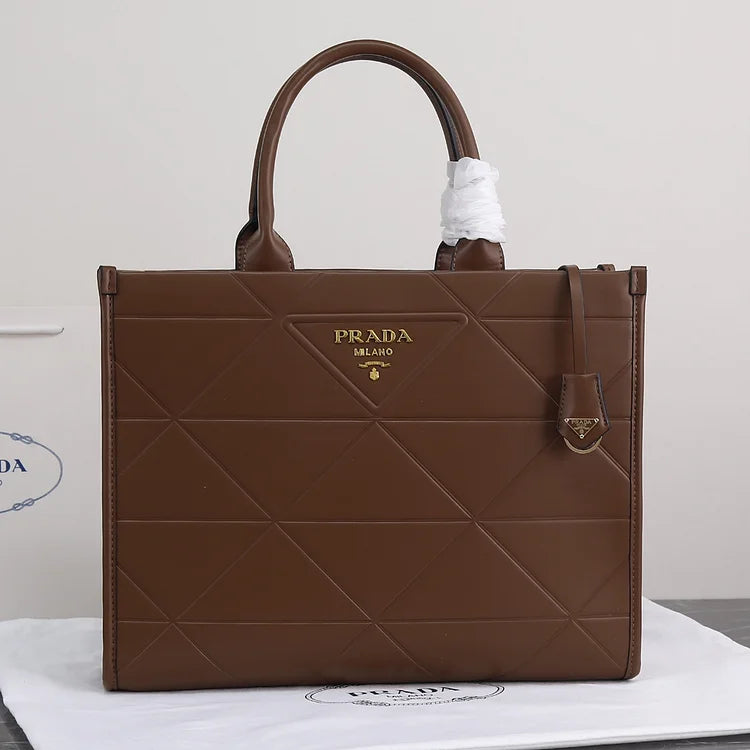 PP big size leather Symbole bag with topstitching