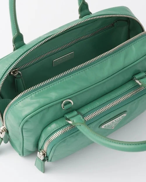 PP Antique nappa leather multi-pocket top-handle bag – Sage Green