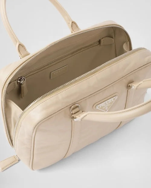 PP Medium antique nappa leather top handle bag – Desert Beige