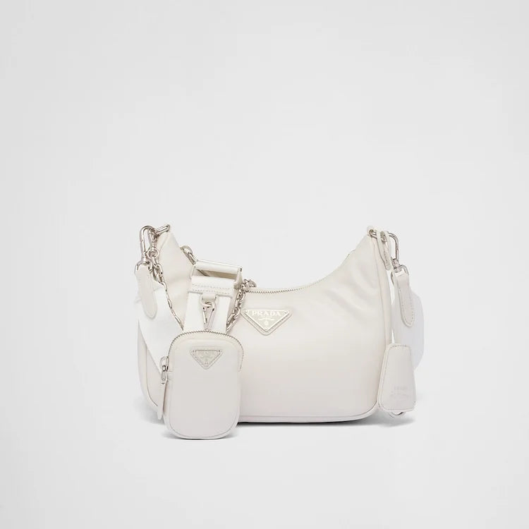 Padded nappa-leather PP Re-Edition shoulder bag – White