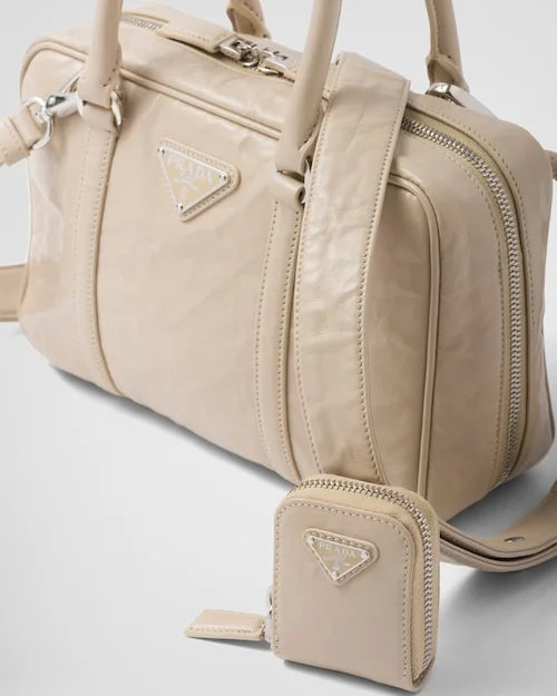 PP Medium antique nappa leather top handle bag – Desert Beige