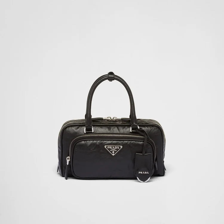 PP Antique nappa leather multi-pocket top-handle bag – Black