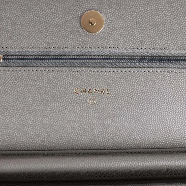 CC Wallet on Chain WOC Grey Caviar Light Gold Hardware