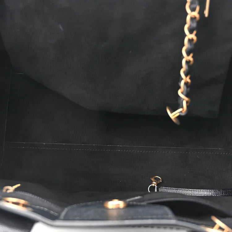 cc Caviar Medium Studded Deauville Tote Black