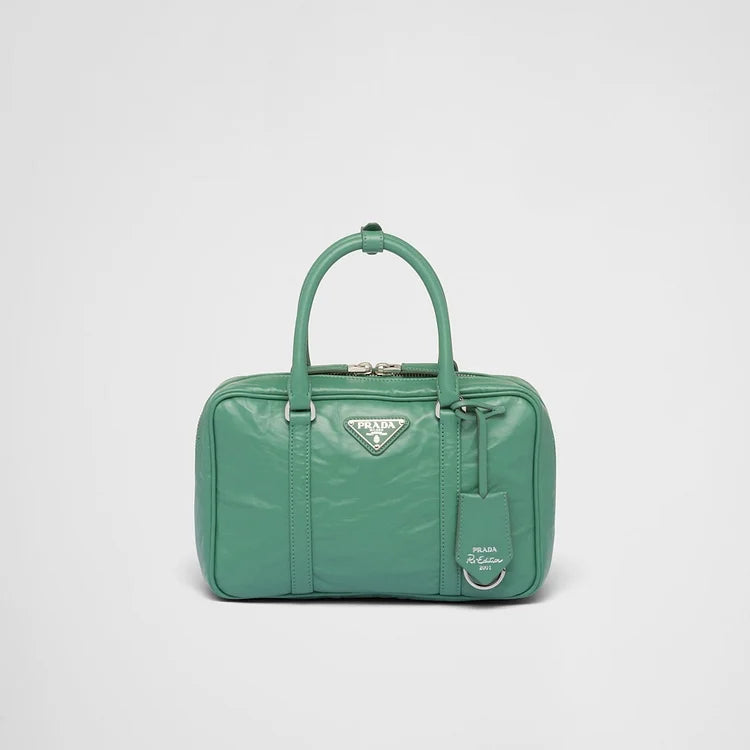 PP Medium antique nappa leather top handle bag – Sage Green