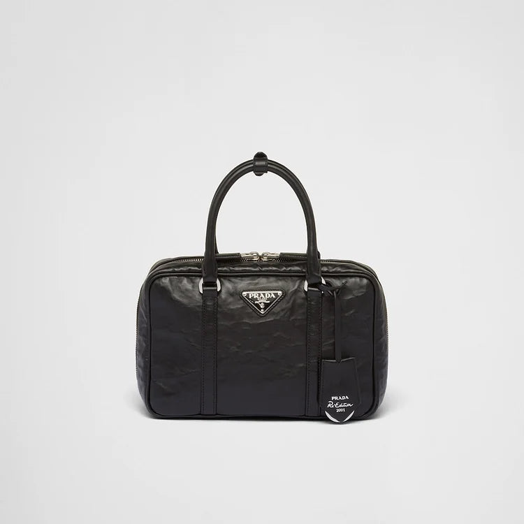 PP Medium antique nappa leather top handle bag – Black