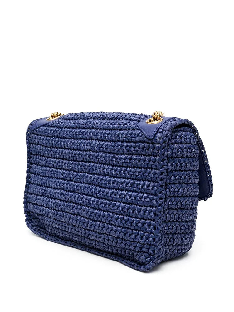 Y Niki Medium Chain Bag in Raffia and Leather