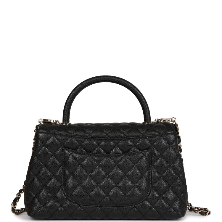 CC Small Coco Handle Flap Bag Black Caviar Light Gold Hardware