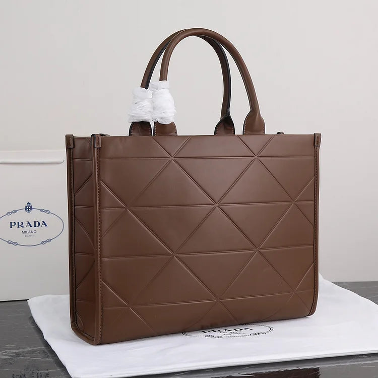PP big size leather Symbole bag with topstitching