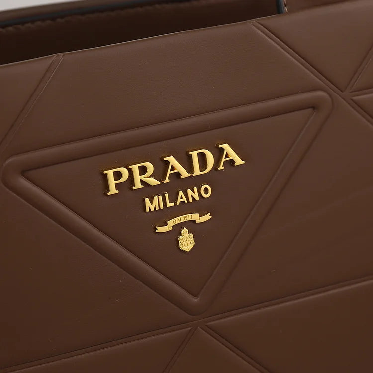 PP big size leather Symbole bag with topstitching