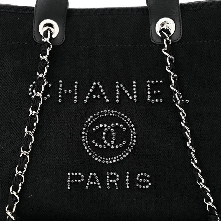 cc Canvas Pearl Medium Deauville Tote Black