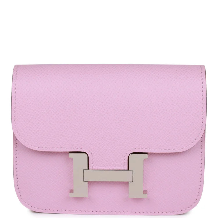 H Constance Slim Wallet Mauve Syestre Epsom Palladium Hardware