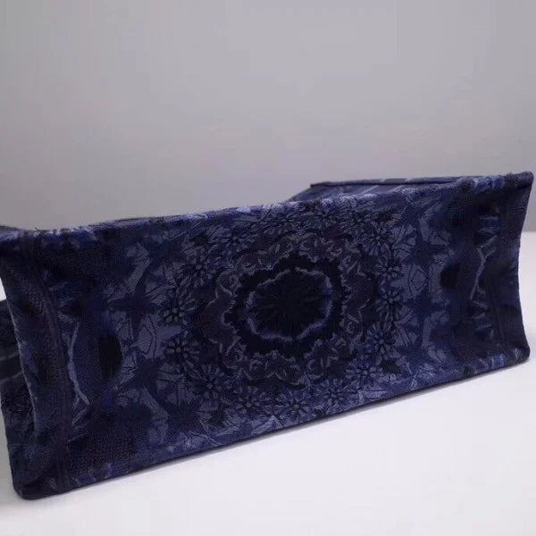 D Book Tote Bag In Blue KaleiDscopic Canvas
