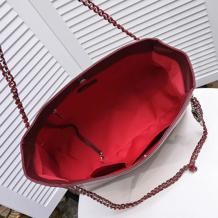 CC Soft Calfskin Shopping Bag Top Handle red/white