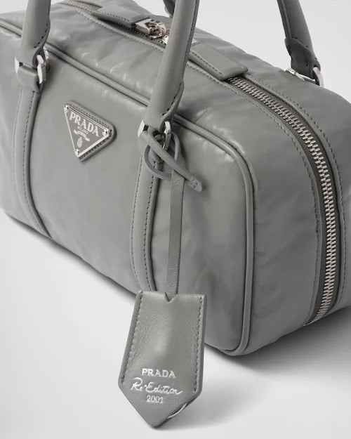 PP Small antique nappa leather top handle bag – Slate Gray