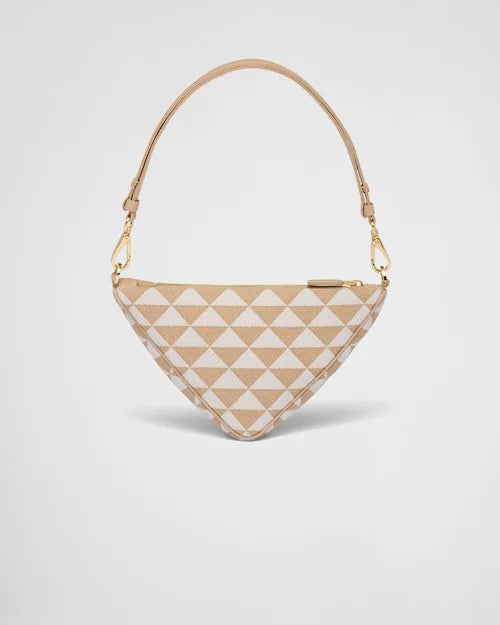 Embroidered fabric mini-bag – Beige/Chalk White
