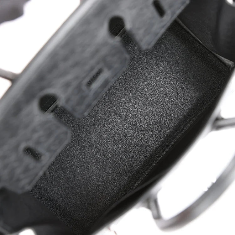 H Birkin 25 Black Ostrich Palladium Hardware