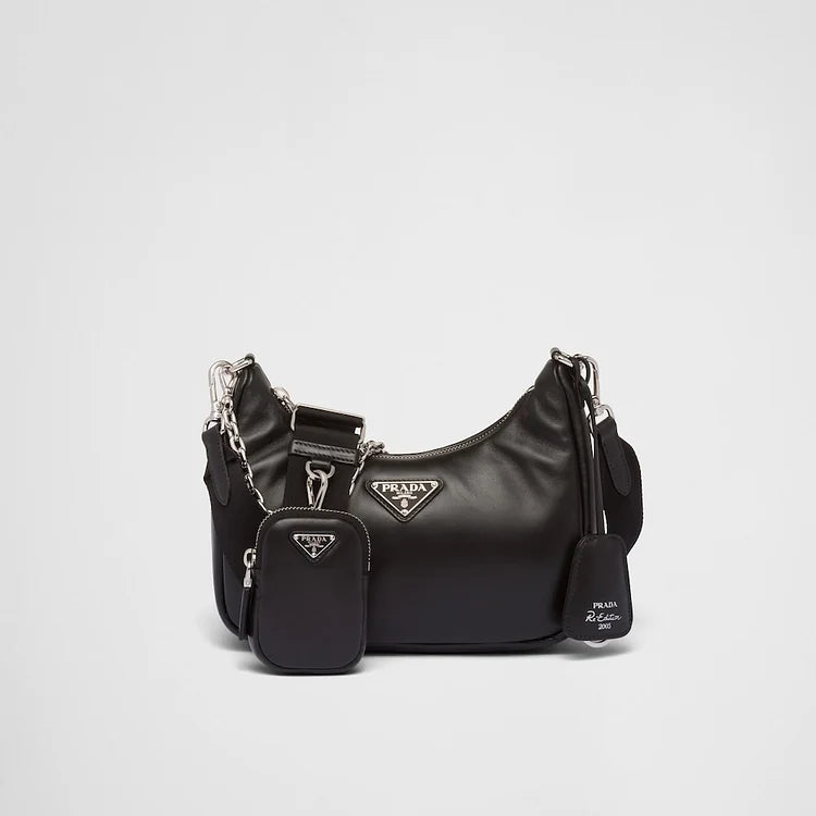 Padded nappa-leather PP Re-Edition shoulder bag – Black