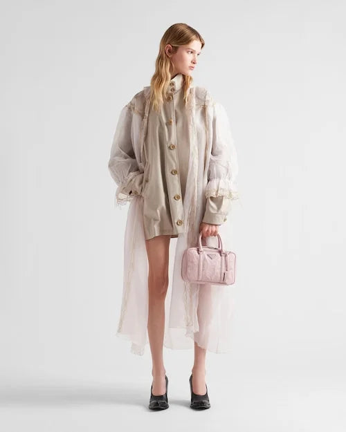 PP Medium antique nappa leather top handle bag – Alabaster Pink