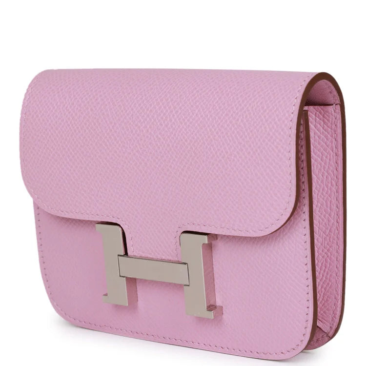 H Constance Slim Wallet Mauve Syestre Epsom Palladium Hardware