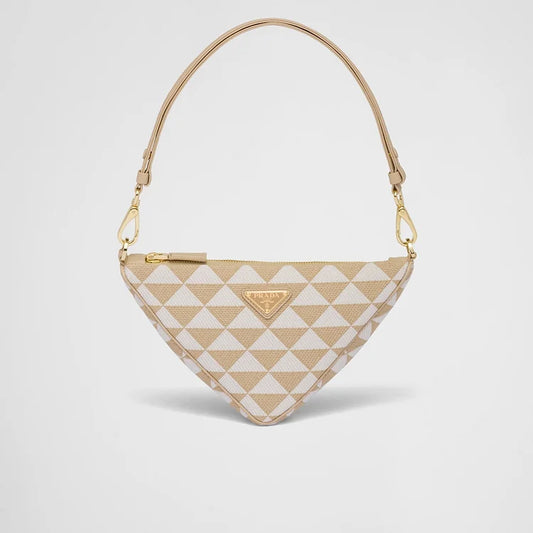 Embroidered fabric mini-bag – Beige/Chalk White