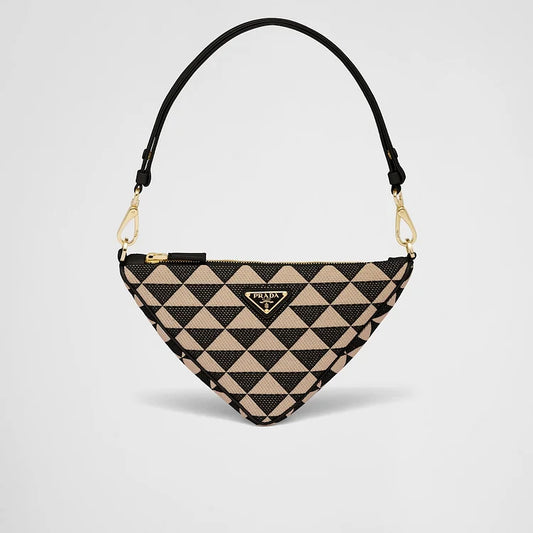 PP Embroidered fabric mini-bag – Black/Beige