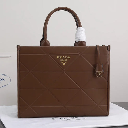 PP big size leather Symbole bag with topstitching