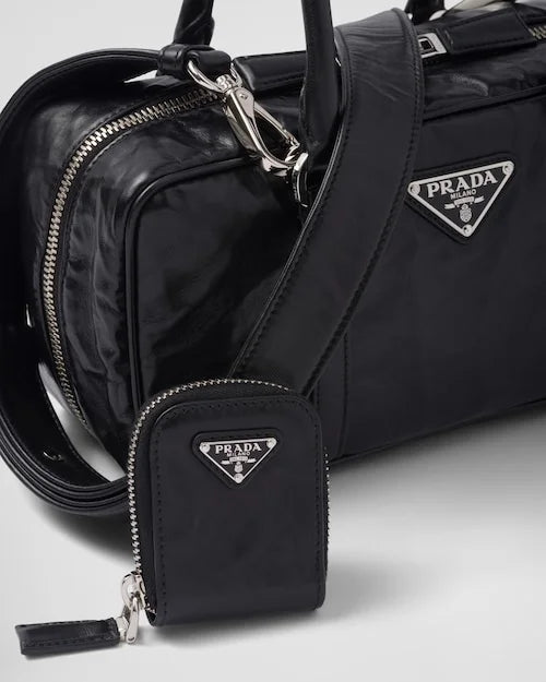 PP Small antique nappa leather top handle bag – Black