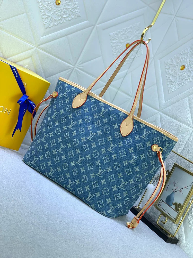 Louis neverfull denim new arrival size : 32*29*17 cm