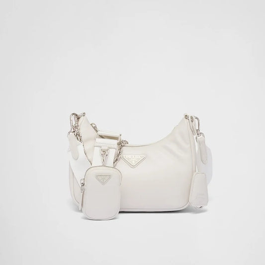 Padded nappa-leather PP Re-Edition shoulder bag – White