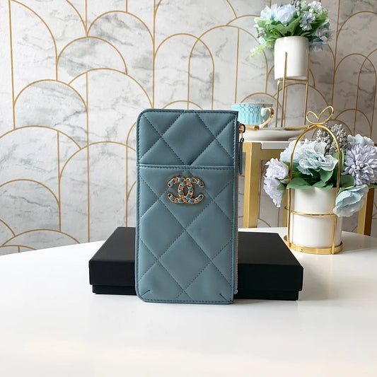 cc 19 Matelasse Phone and Card Case Light Blue Bag For Women 19cm/7.5in